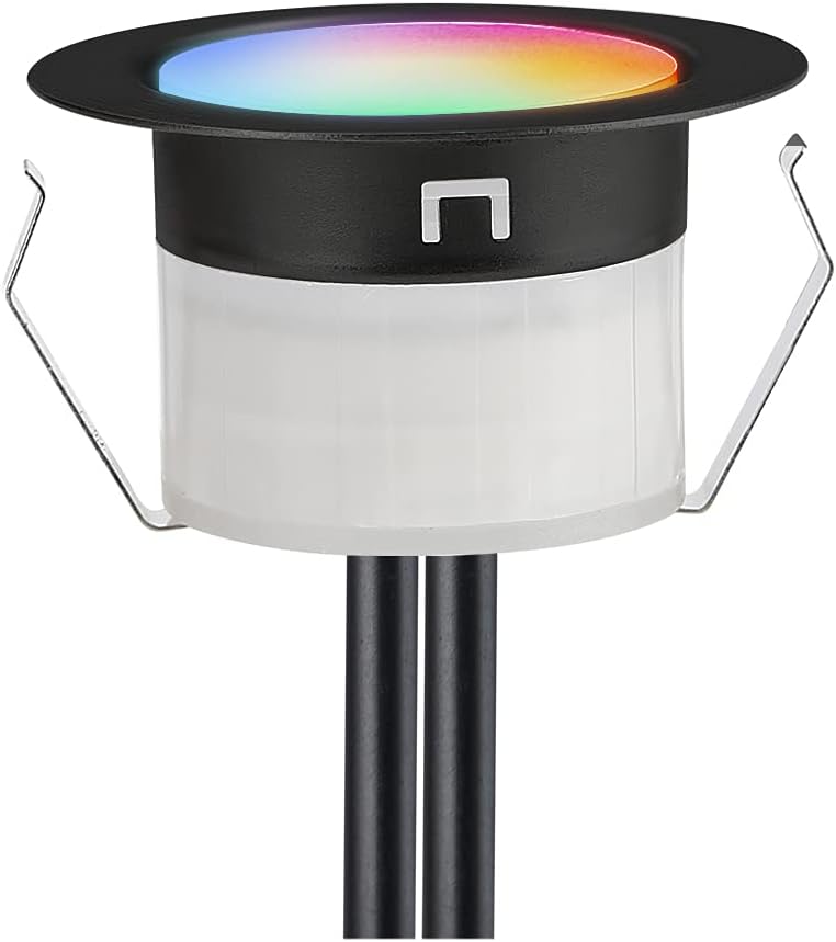 FVTLED LED Deck Lights Kit, 30pcs Φ1.22 WiFi Smart Phone Control Low Voltage Recessed RGBW Deck Lighting Waterproof Outdoor Yard Path Stair Decor, Black