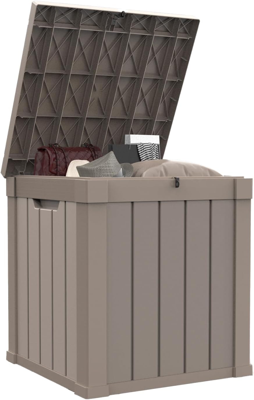 150 Gallon Waterproof Outdoor Storage Box,Resin Deck Box,Lockable Outside Storage Box Container for Patio Furniure,Garden,Tools (150 Gallon,Black)