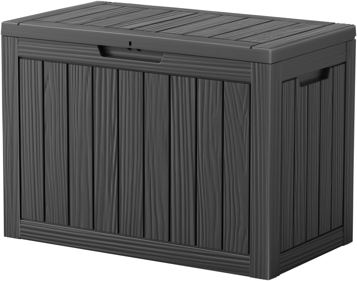 150 Gallon Waterproof Outdoor Storage Box,Resin Deck Box,Lockable Outside Storage Box Container for Patio Furniure,Garden,Tools (150 Gallon,Black)