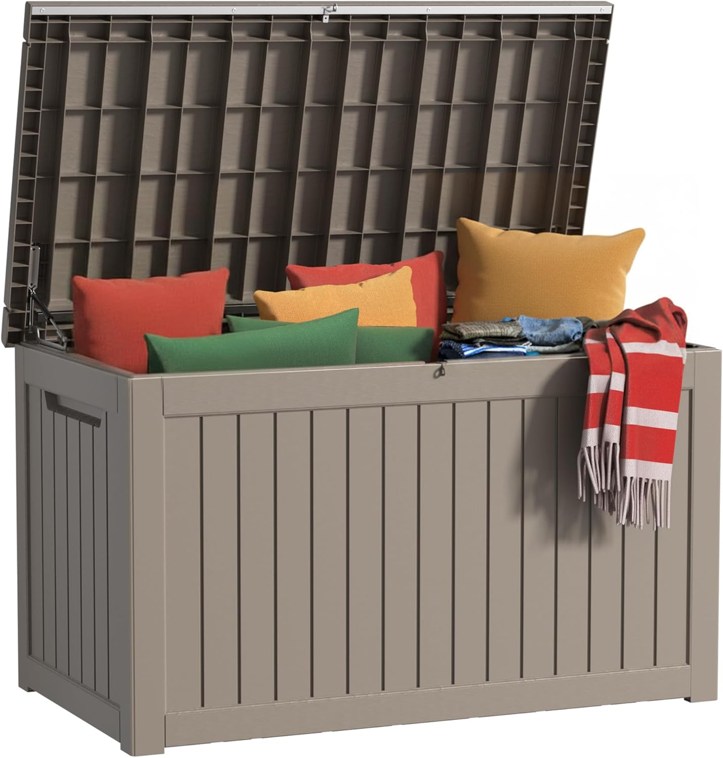 150 Gallon Waterproof Outdoor Storage Box,Resin Deck Box,Lockable Outside Storage Box Container for Patio Furniure,Garden,Tools (150 Gallon,Black)