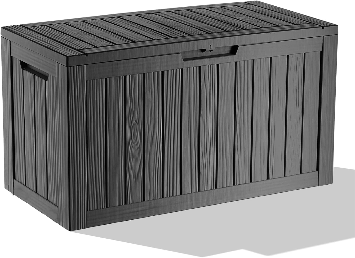 150 Gallon Waterproof Outdoor Storage Box,Resin Deck Box,Lockable Outside Storage Box Container for Patio Furniure,Garden,Tools (150 Gallon,Black)