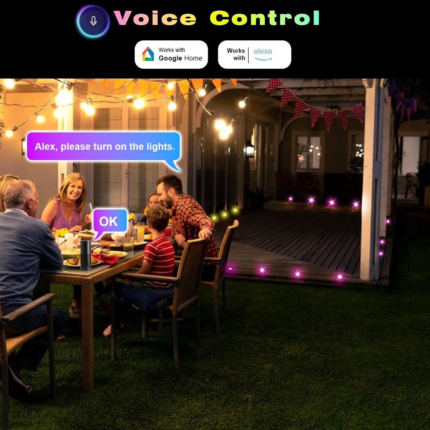 FVTLED LED Deck Lights Kit, 30pcs Φ1.22 WiFi Smart Phone Control Low Voltage Recessed RGBW Deck Lighting Waterproof Outdoor Yard Path Stair Decor, Black