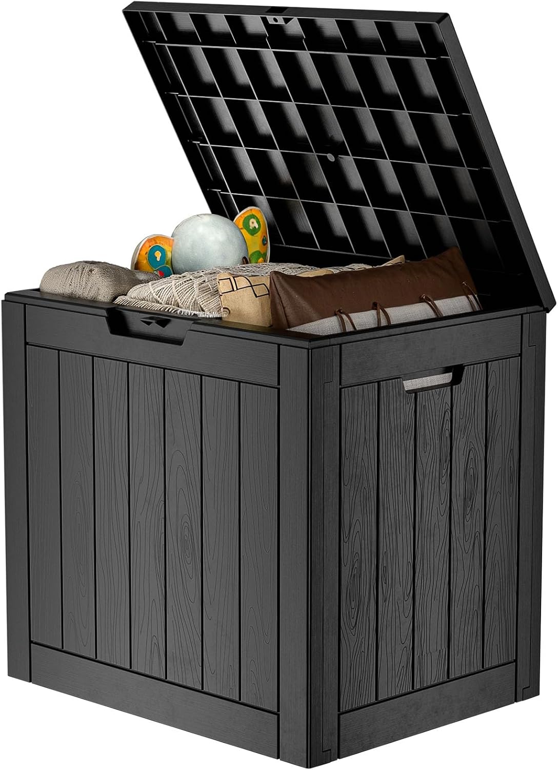 150 Gallon Waterproof Outdoor Storage Box,Resin Deck Box,Lockable Outside Storage Box Container for Patio Furniure,Garden,Tools (150 Gallon,Black)