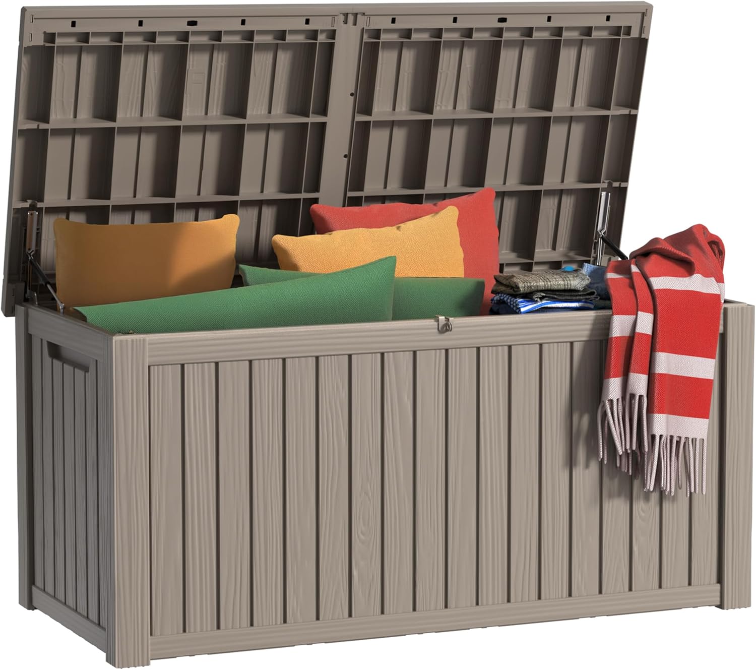 150 Gallon Waterproof Outdoor Storage Box,Resin Deck Box,Lockable Outside Storage Box Container for Patio Furniure,Garden,Tools (150 Gallon,Black)