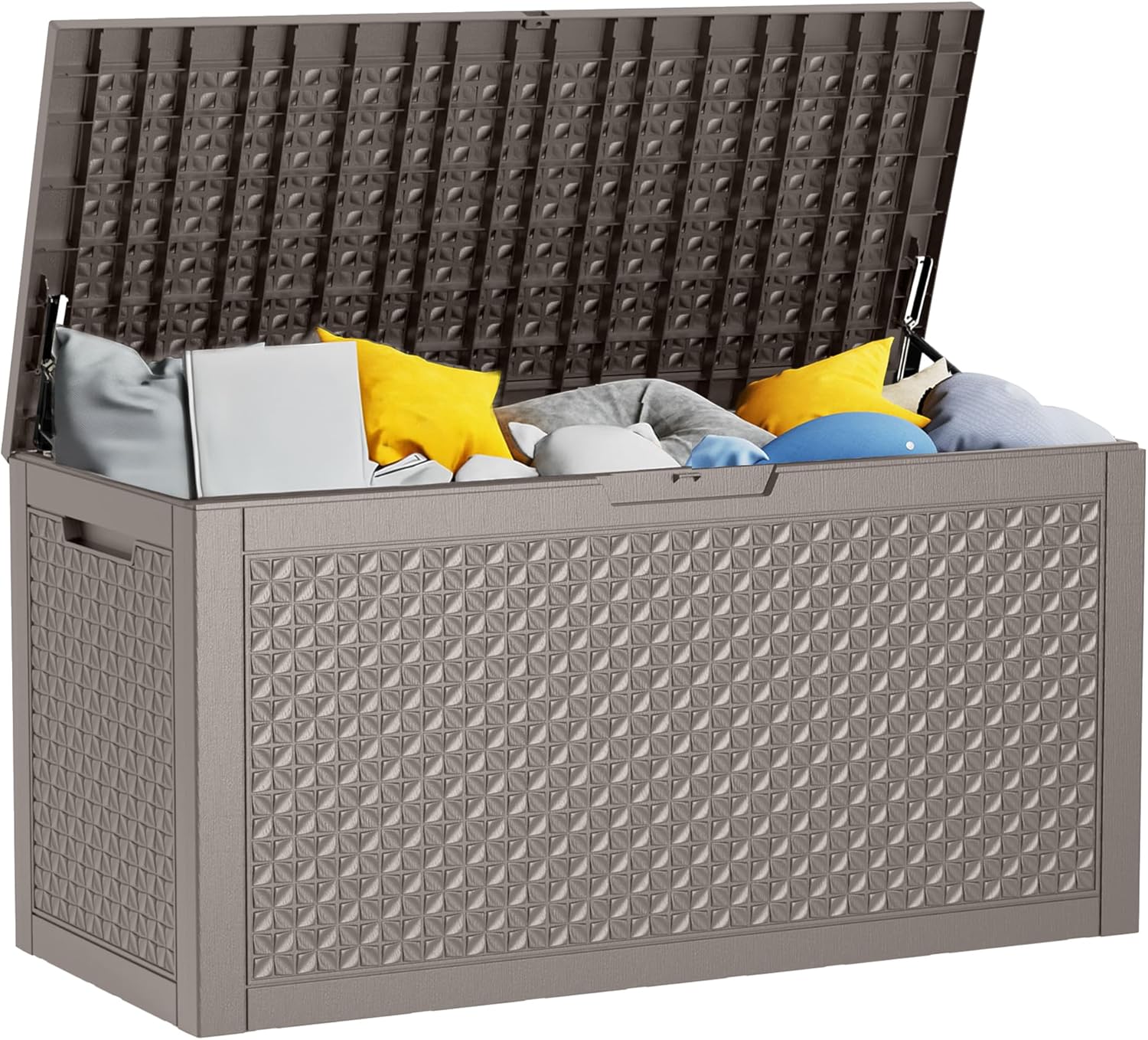 150 Gallon Waterproof Outdoor Storage Box,Resin Deck Box,Lockable Outside Storage Box Container for Patio Furniure,Garden,Tools (150 Gallon,Black)